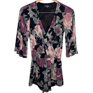 Lulu's Pink Purple Floral Faux Wrap Romper Women Size XS